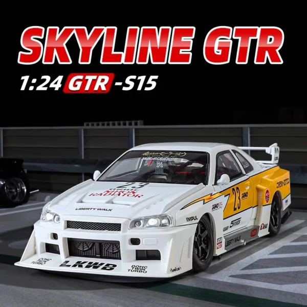 White 1:24 scale Nissan Skyline GTR S15.