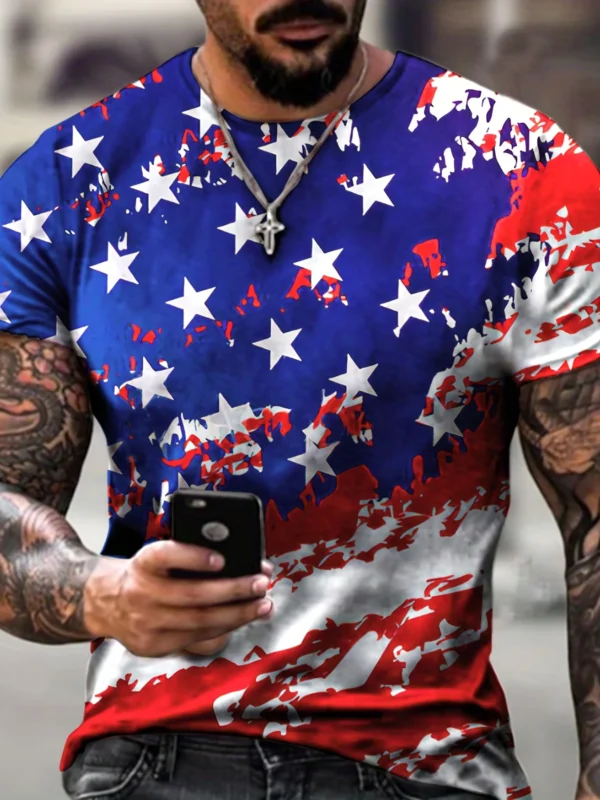 Fashion USA Flag Stripes 3D Print MenT Shirt Oversized Male T-Shirt Summer Short Sleeve Breathable Men Clothing Tops Tees - Image 4