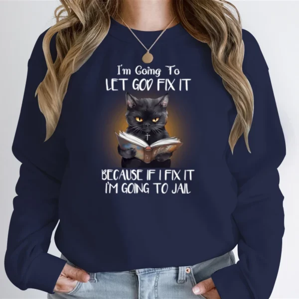 I'm Going To Let God Fix It Anime Hoodie Women Men Clothing Long Sleeve Streetwear black cat Graphic Sweatshirts oversized tops - Image 5