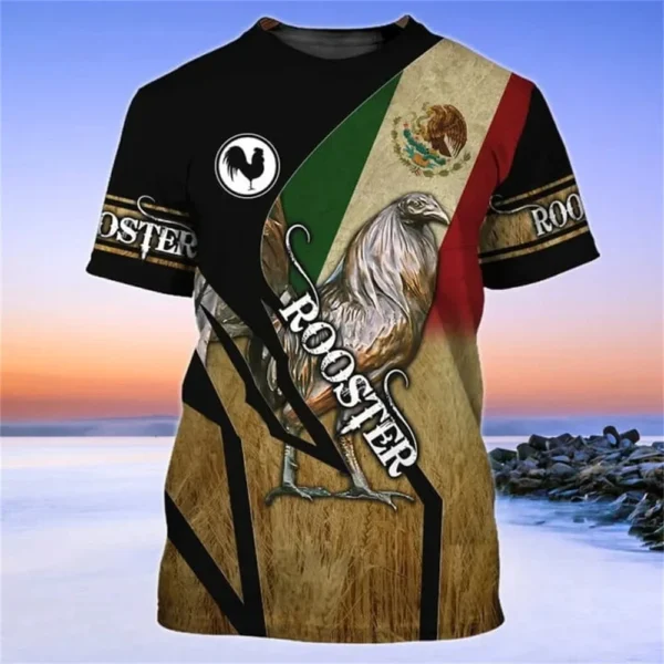 Mexican Flag Print 3Dt T-Shirt Summer Men O Collar T Shirt Casual Short Sleeve Oversized Pullover Fashion Street Men'S Clothing - Image 2