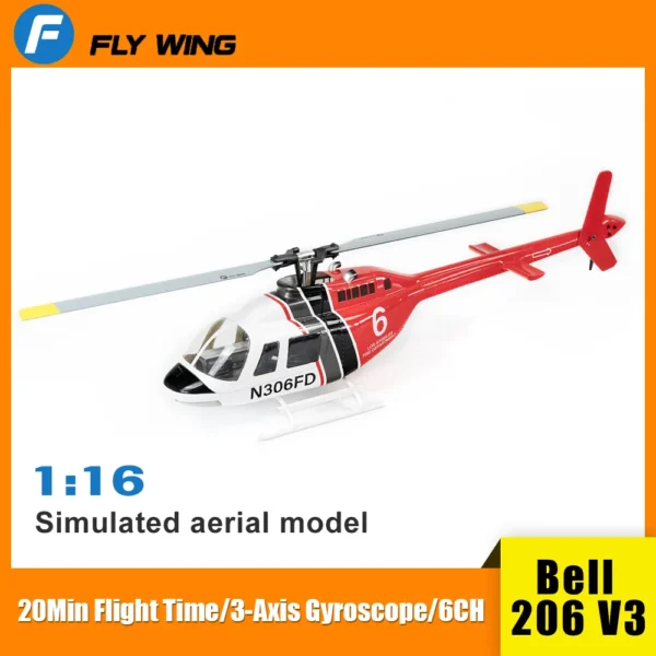 White and red Bell 206 helicopter model.