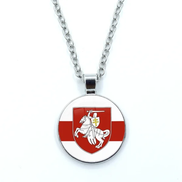 Belarus flag pendant on a silver chain.