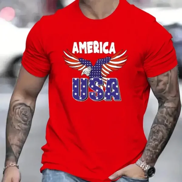 American Eagle Men's T-Shirt Casual Short Sleeved Tees Top Fashion 3d Animal Print Pattern T-Shirts Summer Loose Men's Clothing - Image 5