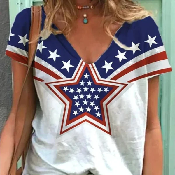 Vintage American Flag 2024 Fashion Summer Women T-Shirt Street Casual Style Comfortable 3D Printed Short Sleeve Lady's Clothing - Image 5