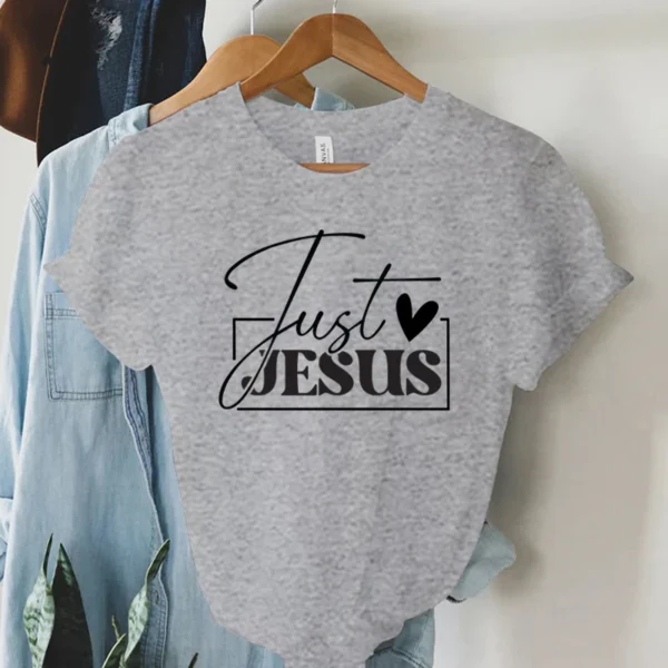 Just Love Jesus Print Women T-Shirts Christian Jesus Letter Shirt Harajuku Graphic Tops Female Summer Religious Christian Tshirt - Image 3