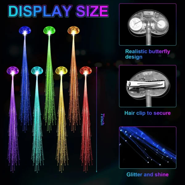 LED Party Light Up Fiber Optic Hair Barrettes Clip Hairpin Silk Flash Braids Luminous Hairlights Birthday Gift Wedding Carnival - Image 2