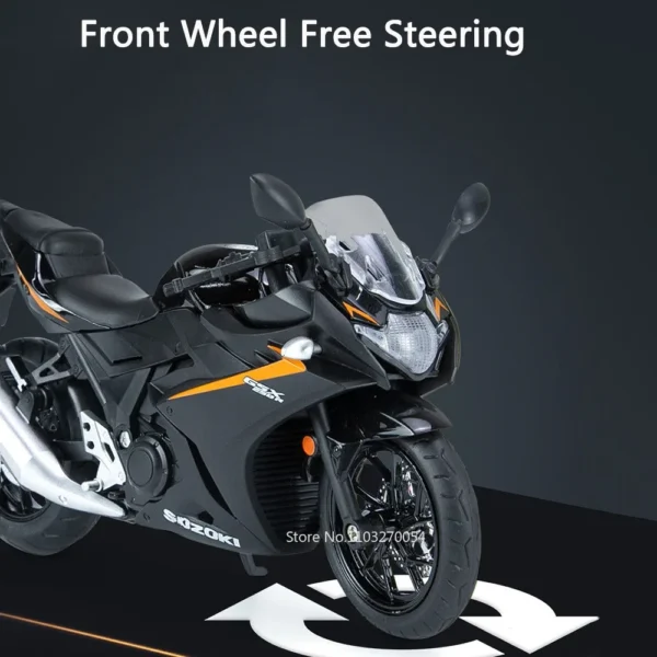 1/12 Suzuki GSX250R Motorcycle Toys Model Diecast Alloy Car Sound Light Metal Body Rubber Tires High Simulation Toy for Kid Gift - Image 4