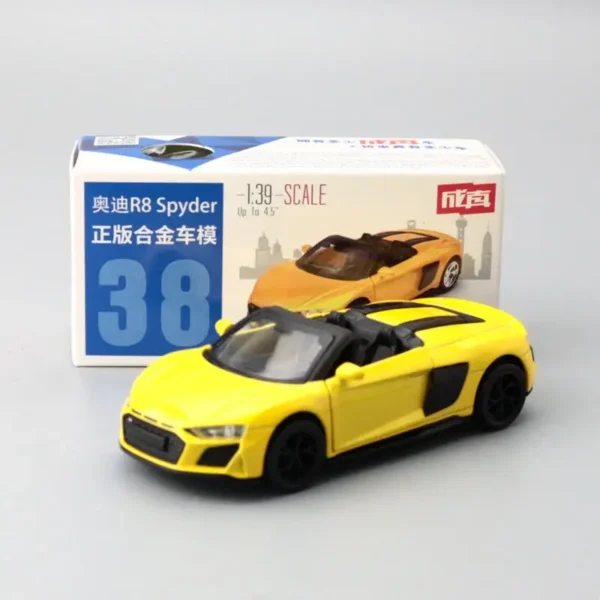 Diecast Metal Toy Car Model 1:39 Scale Audi R8 Spyder Super Pull Back Educational Collection Gift For Children