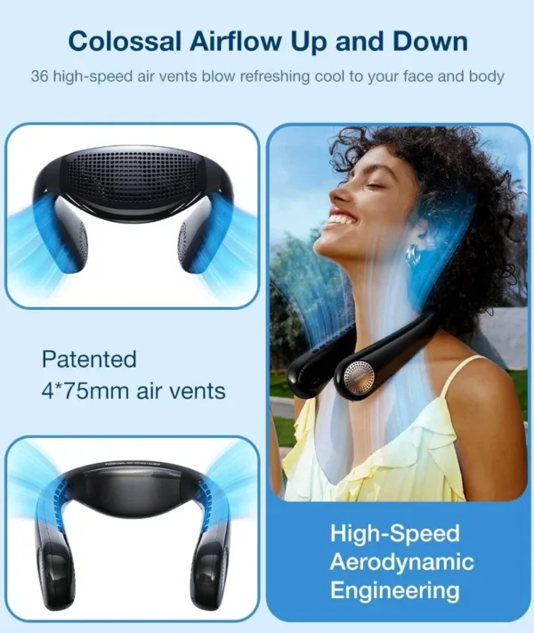 TORRAS Neck Air Conditioner, Ultra-Light Portable Neck Fan Rechargeable, Personal Cooling Device with 3 Modes Fan/Cooler/Heat - Image 4