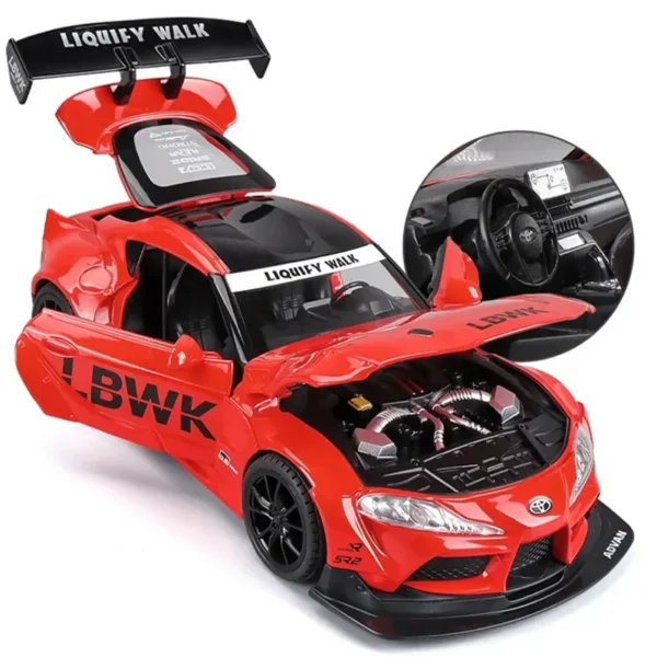 1:22 Toyota SUPRA Racing Car Model Alloy Diecasts & Toy Metal Vehicles Toy Car Model High Simulation Sound Light Kids Toys - Image 5