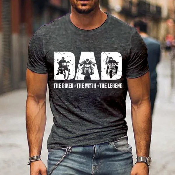 Men T Shirt Dad The Biker The Legend Print Summer Top Tees Men Black Harajuku Fashion Tshirts Father's Day O-neck Street T-Shirt - Image 3