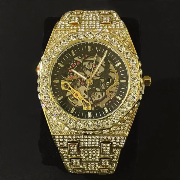 Gold and diamond automatic wristwatch.