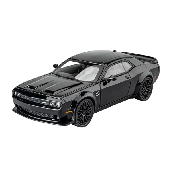 Black Dodge Challenger model car.