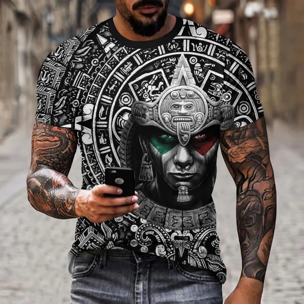 Mexican Flag Pattern 3D T-shirt Summer Casual Pullover Men's Fashion Loose T-shirt Boys Extra Large Short Sleeve Top - Image 3