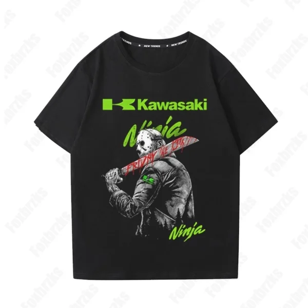 24 Summer Boy Kawasaki Factory Team SBK Motorcycle Kawasaki Racing Cycling Suit Quick-Drying T-Shirt Men Half-Sleeved Non-cotton