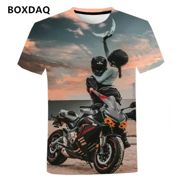 Fashion Trend Men's T-Shirts Cool Motorcycle Personality Street T Shirt High Quality 3D Printed Short Sleeve Male/Women Tops Tee - Image 3