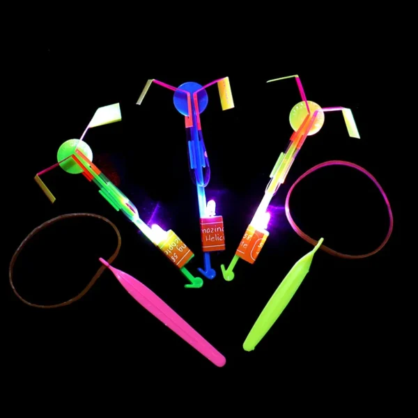 1/3/5/10/20/50/100pcs Amazing Light Toy Arrow Rocket Helicopter Flying Toy LED Light Toys Party Fun Gift Rubber Band Catapult - Image 3