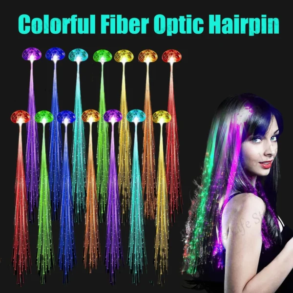 LED Party Light Up Fiber Optic Hair Barrettes Clip Hairpin Silk Flash Braids Luminous Hairlights Birthday Gift Wedding Carnival