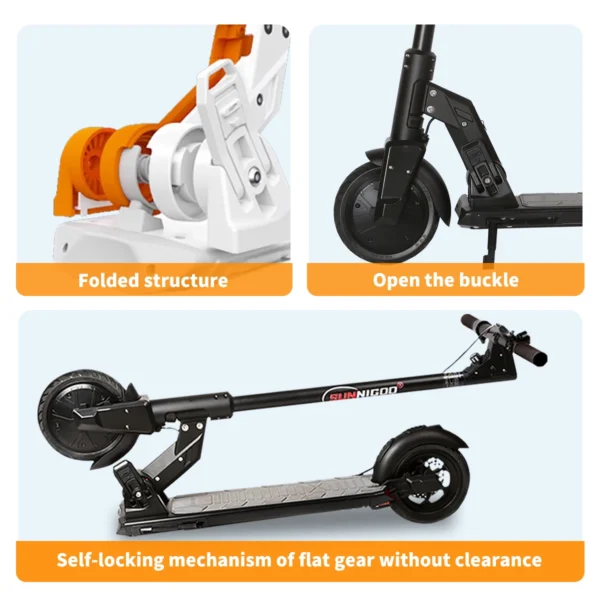 Folding electric scooter with flat gear.