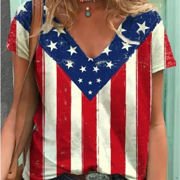 Vintage American Flag 2024 Fashion Summer Women T-Shirt Street Casual Style Comfortable 3D Printed Short Sleeve Lady's Clothing - Image 6