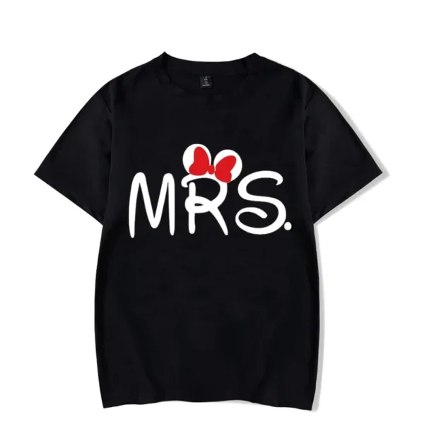 Mouse Cartoon MR MRS Print Couple TShirt Summer Short Sleeve Tee Shirt Letter Print T Fashion Casual Loose Lovers T Shirt Unisex - Image 3