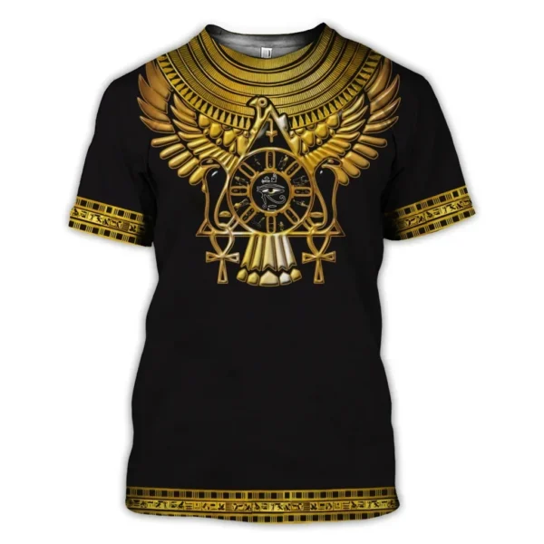 Fashionable Egyptian Wind Pictures For Men's T-Shirts Trend Digital Printing Casual Round Neck Short Sleeved Tops - Image 5