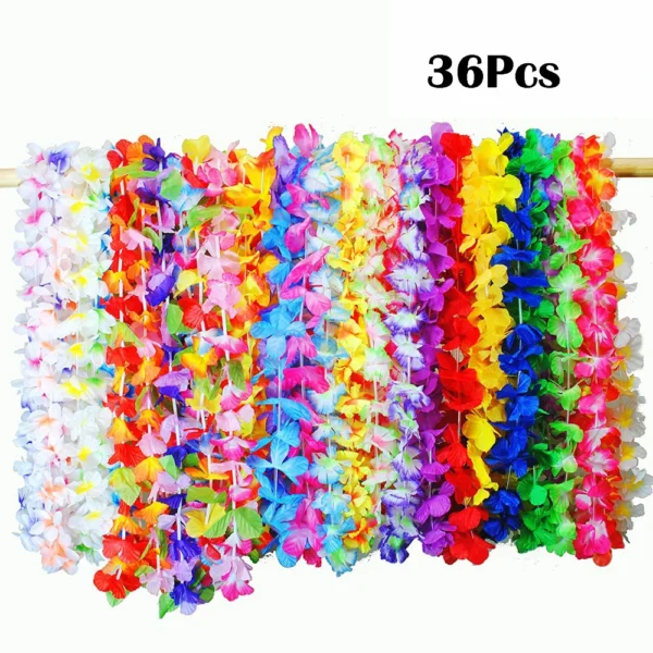 20/36/50Pcs Hawaiian Party Flower Garlands Color Garland Necklace Tropical Beach Party Decoration Props - Image 5