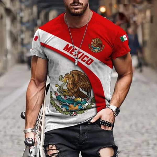 Men's T-Shirts Summer Mexico Flag 3D Print Casual Short Sleeve Unisex Harajuku Tops tees Streetwear Oversized Men's Clothing top - Image 4