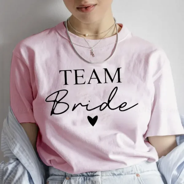 Team Bride T-shirt Women Bridal Wedding Tops Friends Single Farewell Bachelorette Hen Party Tees EVJF Blouses Aesthetic Clothing - Image 3