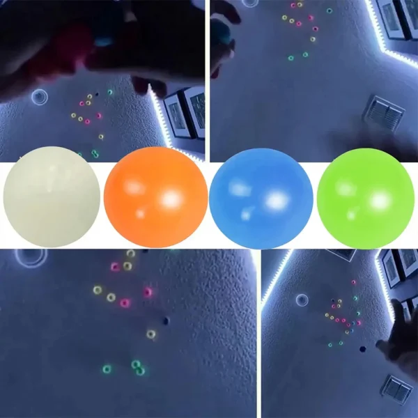 6cm Luminous Sticky Ball Toys Glow In The Dark Sticky Dark Ceiling Wall Balls Decompression Squeeze Toy For Kids Adults Gifts - Image 4