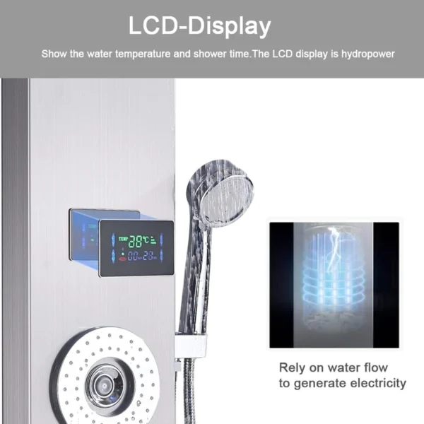 Hydropower shower with digital display.