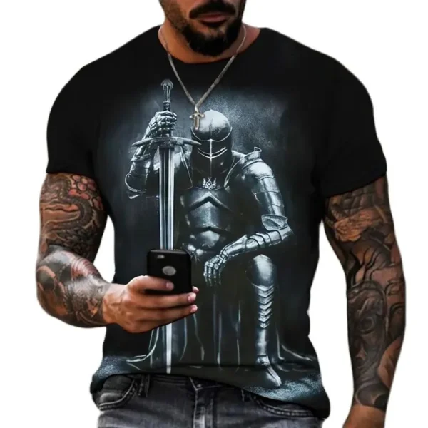 Summer Fashion Templar 3D Printed Men's T-Shirt Street Harajuku Cross TShirt For Men Short Sleeve Oversized Tshirt Vintage Top - Image 3