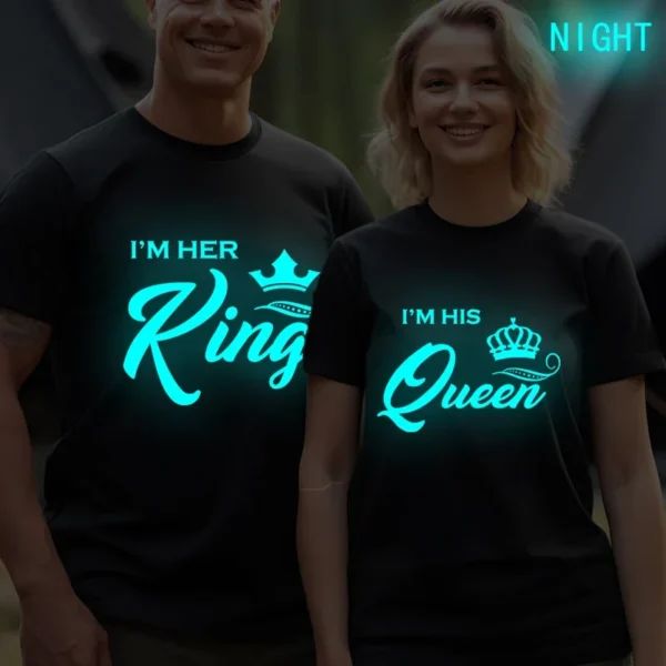 I'm Her King His Queen Print T Shirt Summer Lovers Tee Shirt Women Clothing Man Oversized T Shirt Harajuku Crown Couple TShirt - Image 2