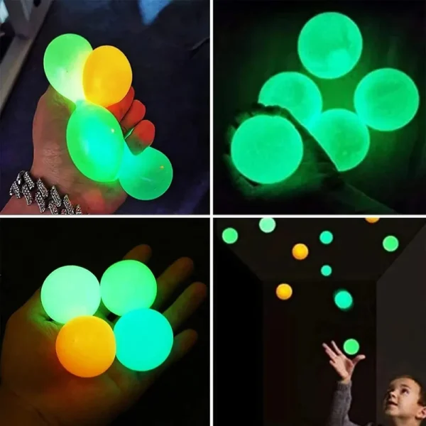 6cm Luminous Sticky Ball Toys Glow In The Dark Sticky Dark Ceiling Wall Balls Decompression Squeeze Toy For Kids Adults Gifts - Image 6