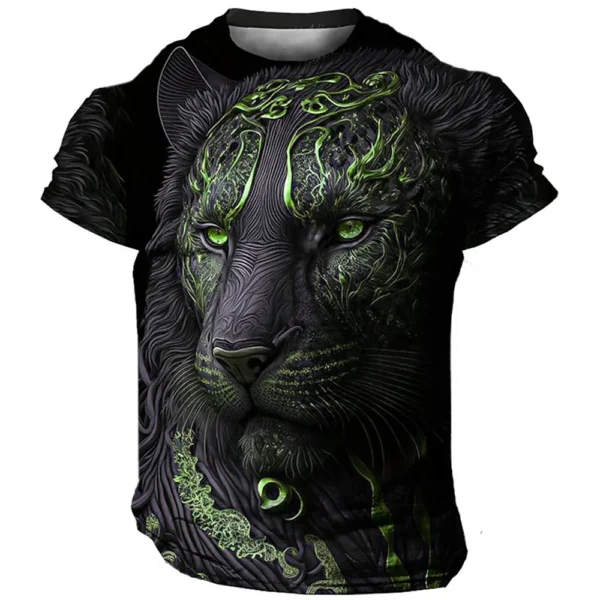 3d Lion Print Men's T-Shirt Summer Quick Dry Short Sleeve T-Shirt For Men Street Trend Man Clothing Loose Oversized Tee 2024 Top - Image 3