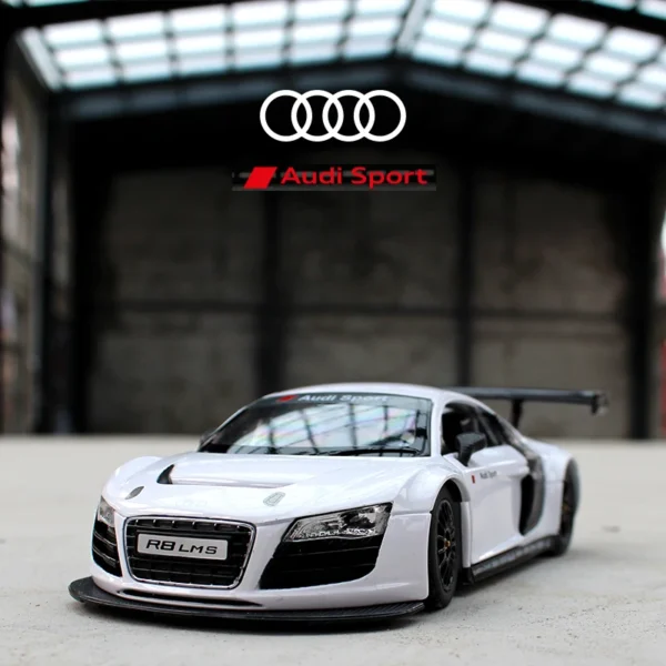 White Audi R8 LMS race car model.