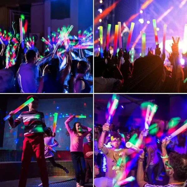 100pcs LED Glow Sticks Bulk Colorful RGB Glow Foam Stick for Christmas Birthday Wedding Glow in The Dark Party Supplies - Image 2