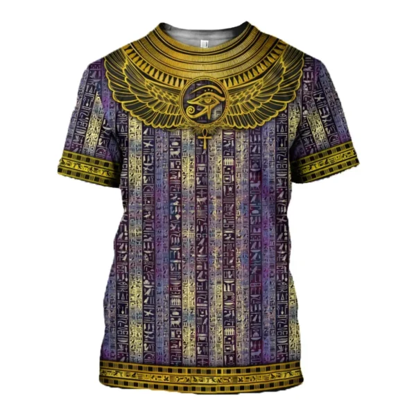 Fashionable Egyptian Wind Pictures For Men's T-Shirts Trend Digital Printing Casual Round Neck Short Sleeved Tops - Image 3