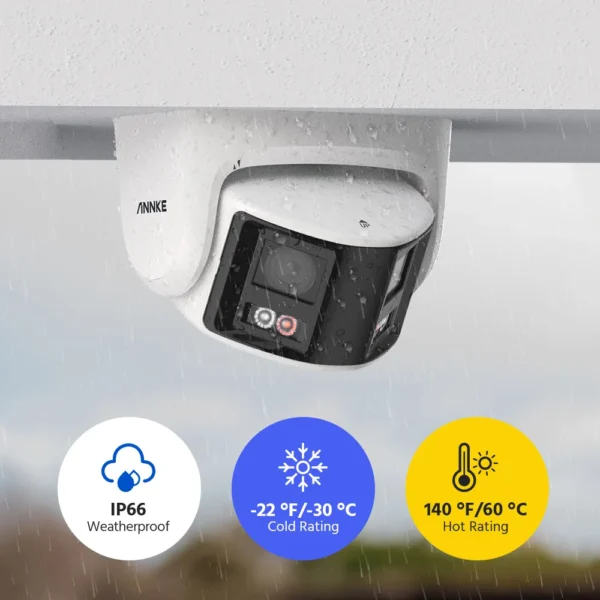 Weatherproof security camera in the rain.