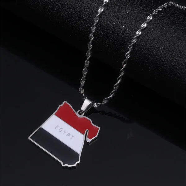 Silver chain with Egyptian flag pendant.