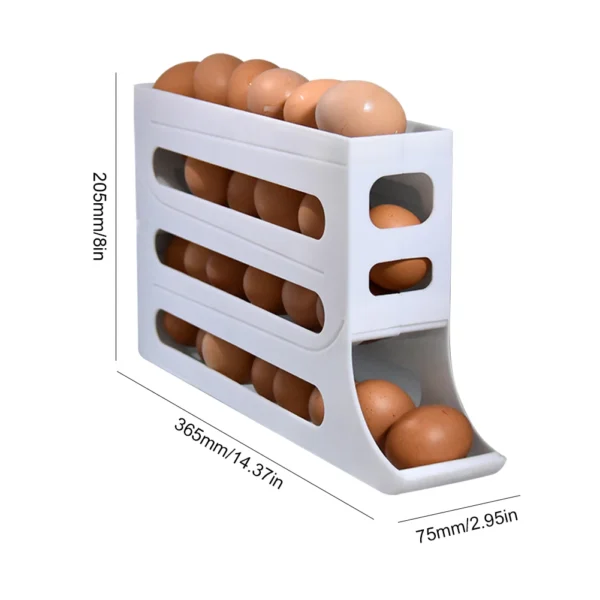 White plastic egg storage container with 20 eggs.