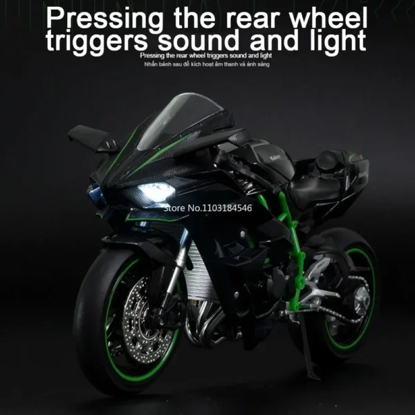 1:12 KAWASAKI H2R Alloy Diecast Motorcycle Model Toy Simulation Metal Heavy Motorcycle Sound And Light Collection Kids Toys Gift - Image 4