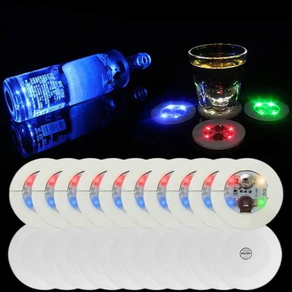 1/10/20/350PCS LED Coaster Light Up Coasters Stickers Liquor Bottle Drink Luminous Cup Mat Club Bar Party Car Wedding Vase Decor - Image 2