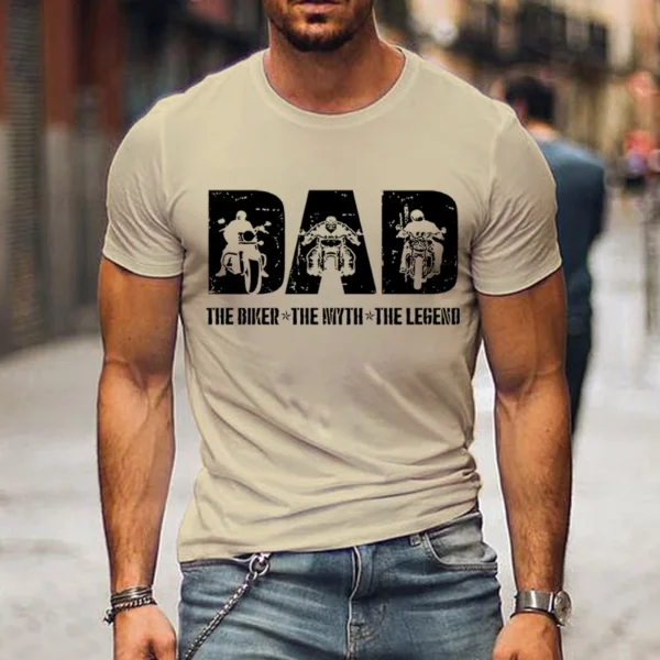 Men T Shirt Dad The Biker The Legend Print Summer Top Tees Men Black Harajuku Fashion Tshirts Father's Day O-neck Street T-Shirt - Image 5