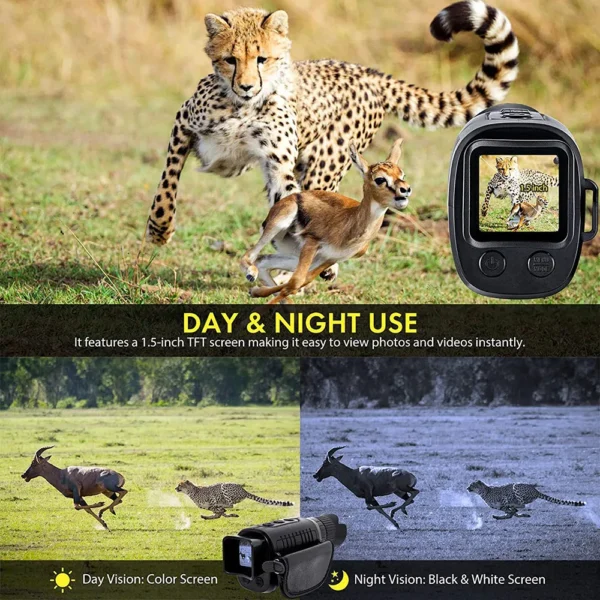 Day and night vision camera with screen.