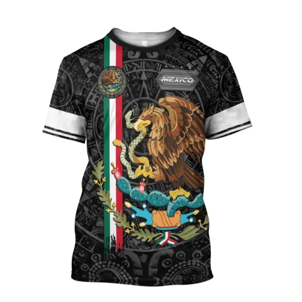 Mexico Flag Print T-shirt Men Eagles Pattern Jersey Casual Short Sleeve Tees Oversized Men's Clothing Summer O-Neck Sweatshirt