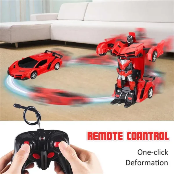 Red remote control robot car transforms.