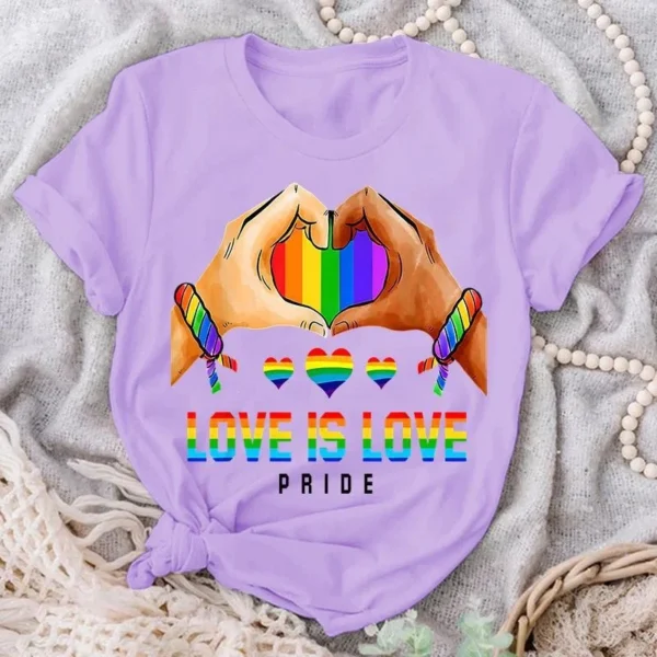 Women'S Fashion Love Is Love Pride Print T Shirt Summer Casual Short Sleeve Shirts Plus Size Tops - Image 3