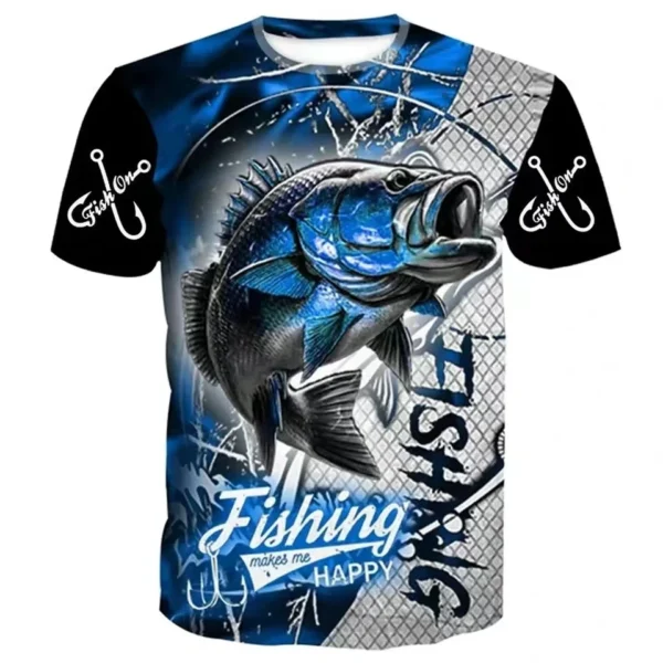 Fish Graphic Oversize Short Sleeve T-shirts For Men Wholesale High Quailty Low Price Fish Club Wear T shirts Fishing Clothing - Image 2