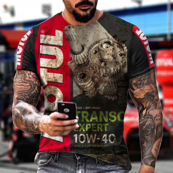 Classic Retro Motorcycle Tough Guy Style Summer Men's T-Shirt 3d Printed Street Trend Short-Sleeved Casual Fashion O-Collar Top